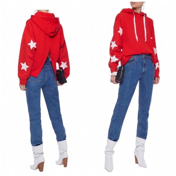 Current/Elliott Tops - Current/Elliott cut-cropped Star fleece hoodie S